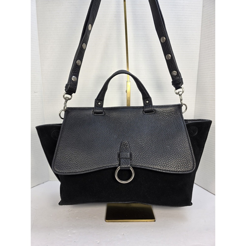 Rebecca Minkoff Keith Suede and Leather Medium Satchel in Black‎